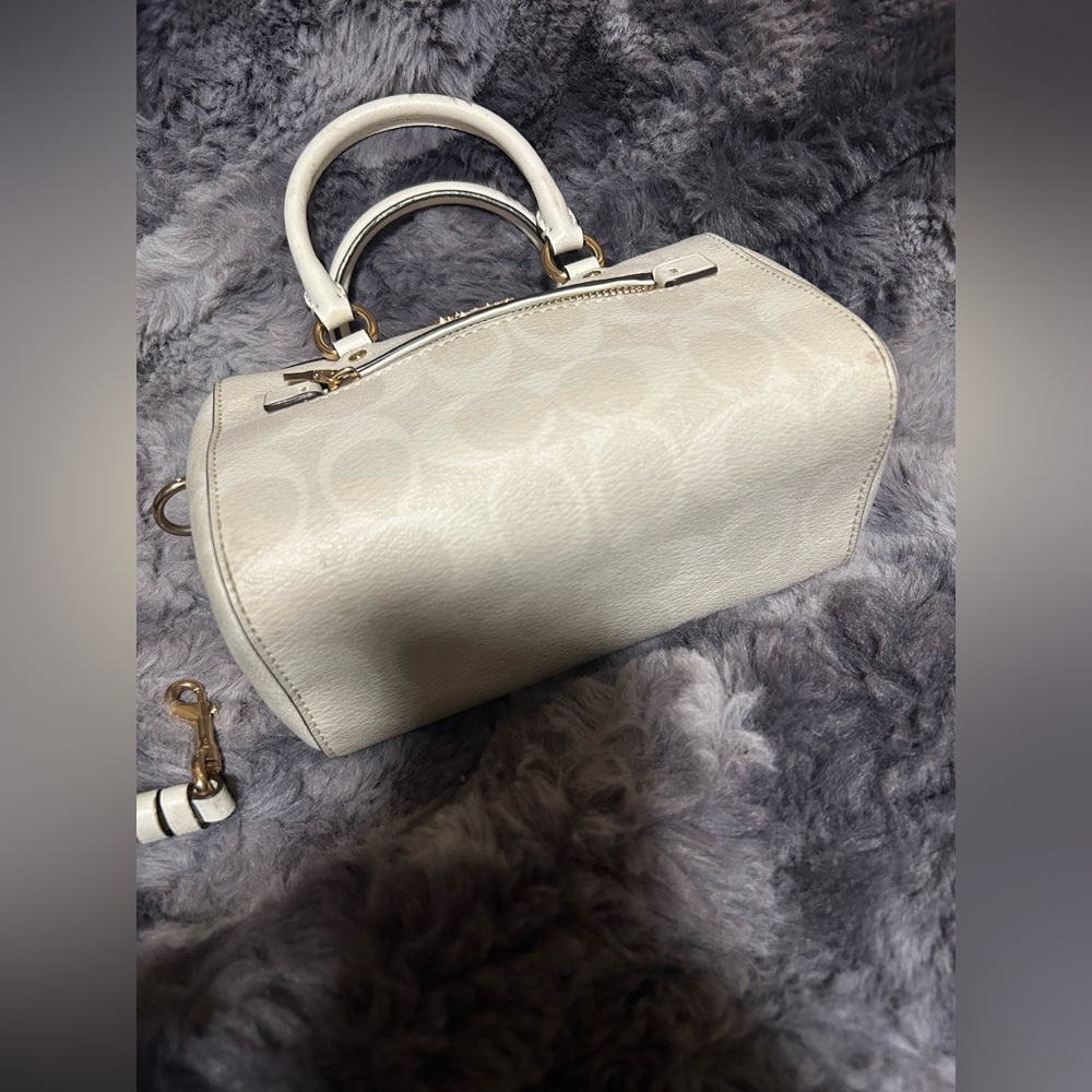 Coach white mini Rowan  bag w crossbody strap  #satchel #luxury - Picture 6 of 9